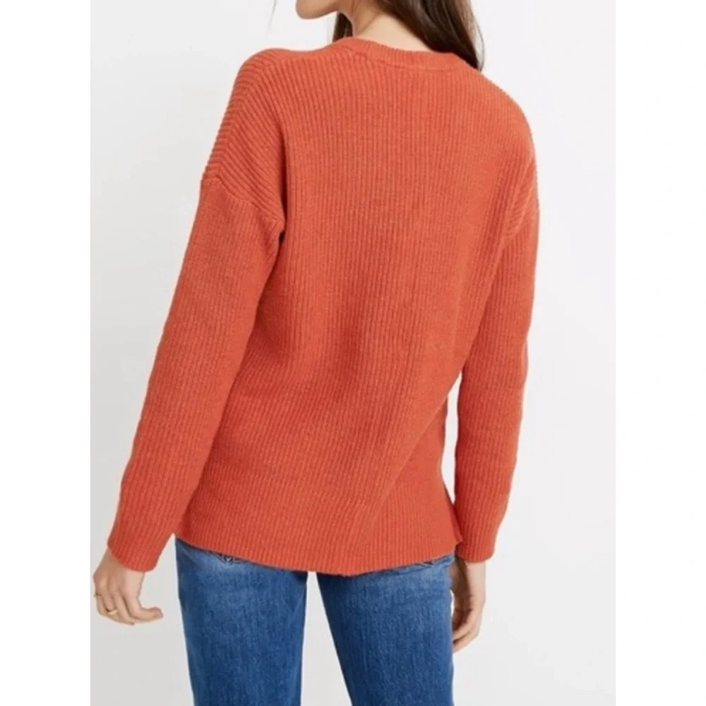 Madewell Women's Orange Crew Neck Sweater - Picture 3 of 8